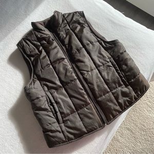 brown quilted puffer vest